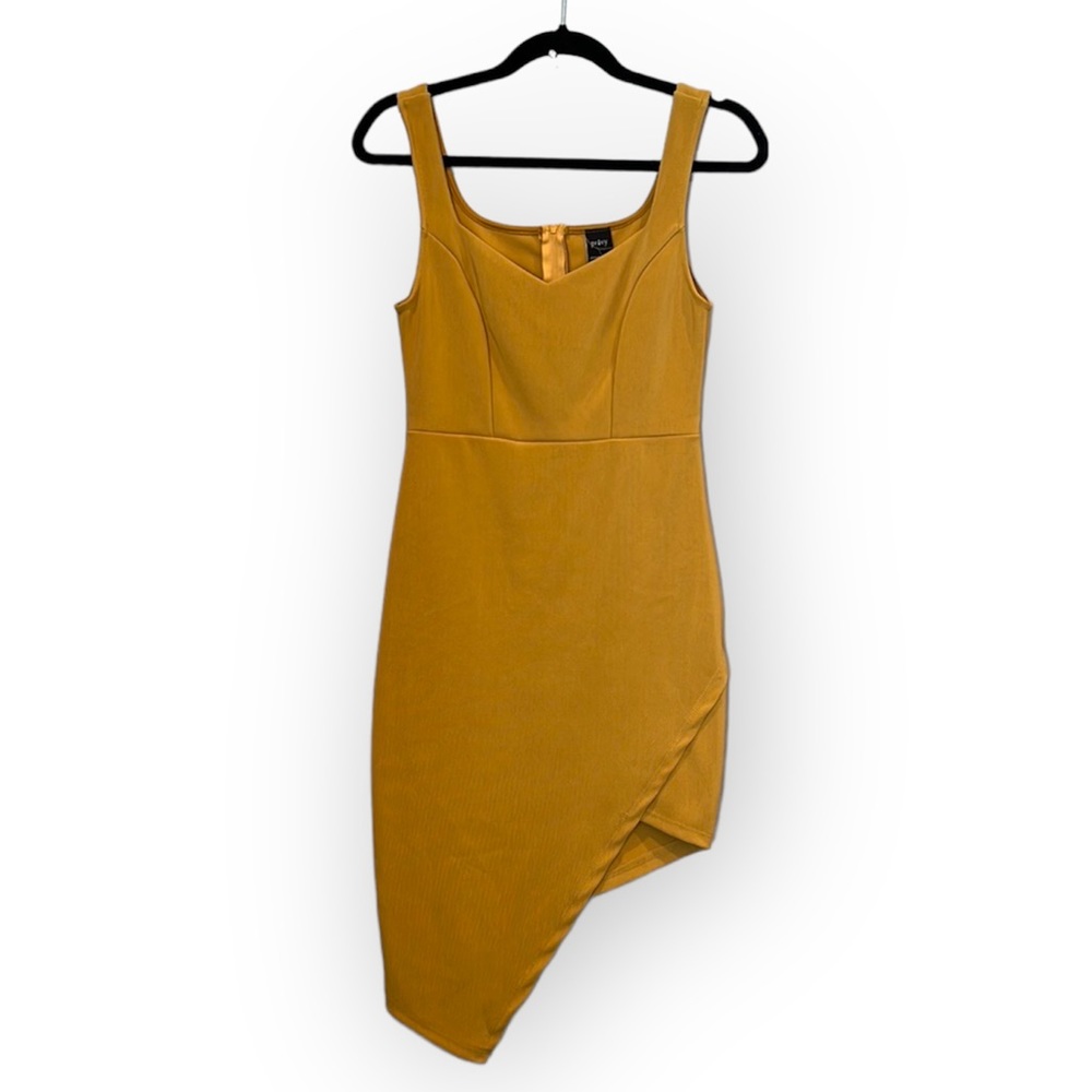 ☀️ privy | Asymmetrical Bodycon Dress in Mustard Yellow